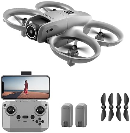 QQCHGOL Drone with Dual 1080P Camera for Adult Beginner,One-Key Return,RC Quadcopter,Gesture Control, 360° Obstacle Avoidance,Altitude Hold,BL Motor,LED light,2 Batteries Ultra-Light 68g (Gray)