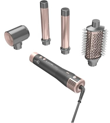 GA.MA Italy Professional, UNIQ AURA Multistyler 4 en 1, motor sin escobillas de 100 000 rpm, tecnología Coanda y turmalina, cepillo ovalado de 60 mm, 2 rizadores de 32 mm, aire frío, autolimpieza