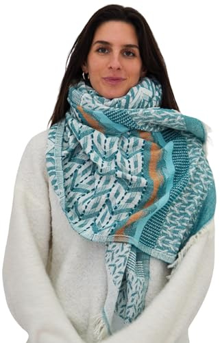 blanketino Luxuenza Premium Baumwollschal – Weiches gewebtes Tuch aus 100% türkischer Baumwolle, Boho Muster mit Fransen, Damen & Herren Schal – 90×178 cm (mehrere Farben)