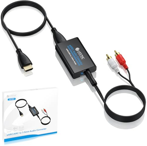 eSynic 192KHz Convertitore Audio da eARC/ARC HDMI a 3.5mm per HDTV a Altoparlanti Cuffie, eARC ARC Audio Extractor Professionale con Cavo HDMI, Uscita L/R, Supporta Solo PCM 2CH