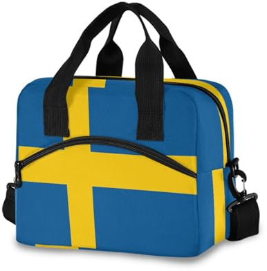 GuoChe Lunchbox mit Schweden-Flagge, für Damen, mit Schultergurt, isolierte Tasche für Damen, umweltfreundlich