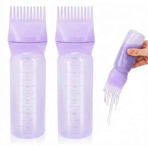 Mozeat Lens 2 Stück Wurzelkamm Applikator Flasche Haarfärbebürste Haaröl Applikator Haaröl-Applikatorflasche Wurzelkamm-Applikatorflasche Haarfärbepinsel Flasche für Haaröl Haar Colorationen Shampoo