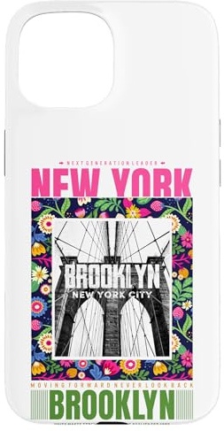 Enjoy Cool Floral Brooklyn Bridge New York City USA Skyline Hülle für iPhone 15