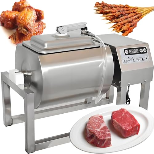 WBDBINGL 18L Fleisch Tumbler Marinierungsmaschine,30W Vakuum Tumbler Marinator,3 Geschwindigkeiten,Schnelle Marinierung,Bidirektionale Rotation für Trockenfleisch,Wurst,Speck,Gemüse
