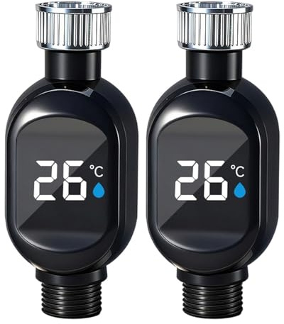 Alcachofa de ducha impermeable con pantalla térmica con pantalla de temperatura, sensores pequeños, ajuste de acero, fácil de instalar para el hogar, cabezal de ducha con temperatura (2)