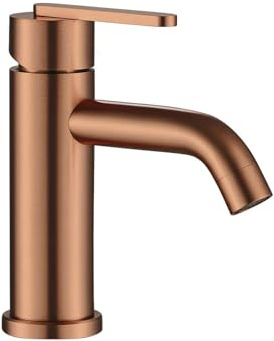 Rea - Rubinetto Da Lavabo Rame Spazzolato Ontario, Bajo, 11X4,5X17,5cm