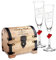 Casa Vivente - Set cadeau pour le mariage - 2 flûtes à champagne et coffre d'argent avec gravure - Personnalisé avec [NOMS] et [DATE] - Motif Coeurs - Cadeau de mariage - Cadeau pour couples