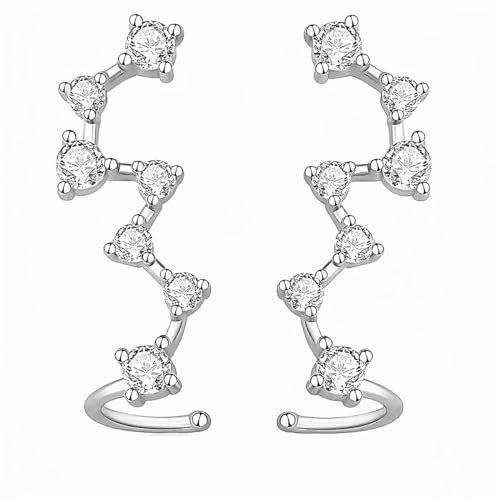 Hedywei Donna Climber Orecchini in Argento Sterling 925 con 7 Cristallo Ear Cuff Crawler Ipoallergenico Orecchini