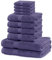 DecoKing 10er Set Baumwolle Qualität 525g/m² 4 Gästehandtücher 30x50 cm 4 Handtücher 50x100 cm und 2 Badetücher 70x140 cm violett saugfähig Marina