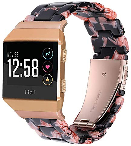 Ayeger, Harz-Band, kompatibel mit Fitbit Ionic, für Damen und Herren aus Kunstharz, Armband für Fitbit Ionic Smart Watch Fitness, rosa/schwarz
