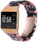 Ayeger, Harz-Band, kompatibel mit Fitbit Ionic, für Damen und Herren aus Kunstharz, Armband für Fitbit Ionic Smart Watch Fitness, rosa/schwarz