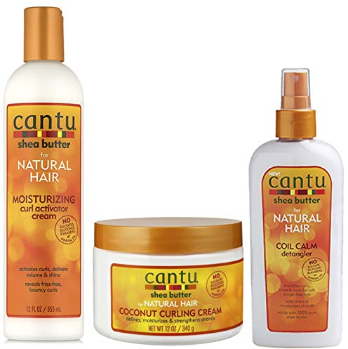 Cantu Curl Control Combo - Feuchtigkeitsspendende Activator Creme 355 Ml, Coconut Curling Cream 340 G & Coil Calm Detangler 237 Ml , 3 Stück (1Er Pack)
