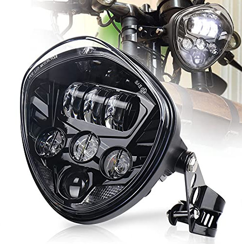 MOVOTOR Faro de la motocicleta 7 pulgadas con soporte LED Faros blanco DRL Hi/Low Beam para motocicleta universal Harley Yamaha Triumph Cafe Racer
