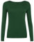 Womens Long Sleeve Stretch Plain Round Scoop Neck T Shirt Top Ladies Fitted Tee (Bottle Green, 8-10)