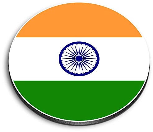 1 x Round MDF Magnet - India Flag Map 9047