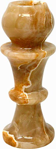Kerzenständer aus dem Halbedelstein Onyx Marmor, 15 cm Handarbeit Naturstein Gestein Kerzenhalter