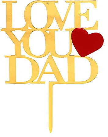 Rotes Herz und Love You Dad Buchstabe Cake Topper Happy Birthday Dad Kuchendekoration, Vatertagsgeschenk für Papa