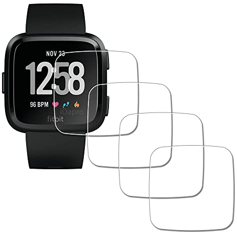 iDaPro [4Pcs Vetro Temperato per Fitbit Versa Lite Edition/Fitbit Versa Pellicola Protettiva,Vetro temperato,Durezza 9H,Antigraffio,Antibolla,Antimpronta,Ultrasottile,Facile installazione