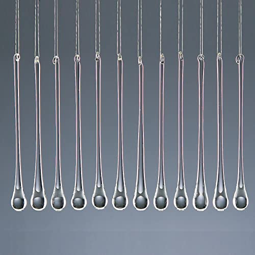 Christmas Tree Decoration 12 Pack Glass Plain Water Drops 7627