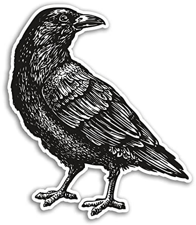 2 x 10cm Tall Crow Vinyl Stickers - Sketch Illustration Black Crows Raven Birds Sticker #77425