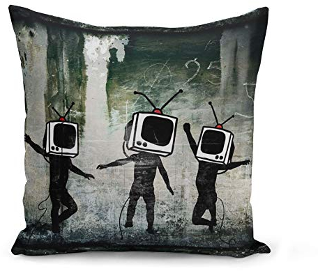 Fabulous Kissen Kissenbezug 40x40 cm Banksy TV Heads Street Art Graffiti