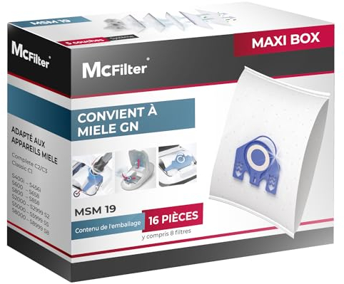 McFilter 16 Staubsaugerbeutel geeignet für Miele Staubsauger S600 - S658 Serie- Staubbeutel inkl. 8 Filter - MAXI BOX