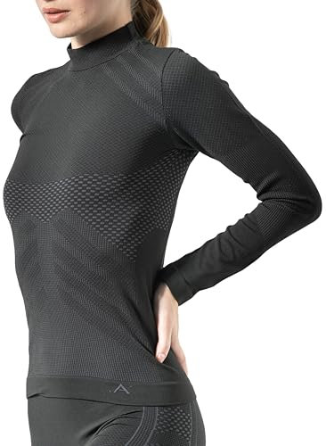 Risalti Maglia Donna Termica, Lupetto Sportivo Manica Lunga, Intimo Termico, Seamless Maglia Realizzato con Filato Speciale Softair Plus® Che garantisce Comfort, traspirabilità e termoregolazione.