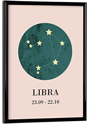 artboxONE Poster mit schwarzem Rahmen 18x13 cm Typografie Libra 2 - Bild Zodiac Zodiac Astrologie