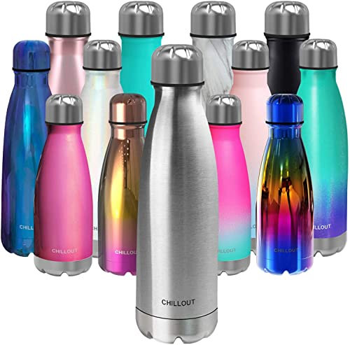 CHILLOUT LIFE Stainless Steel Water Bottle: 25 oz Double Wall Insulated Cola Bottle Shape for Cold and Warm Drinks, BPA Free