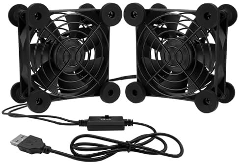 iYueMps 80mm 2-in-1 PC Fan 3 Speed 5V 2600RPM Dual USB Fan, Quiet Cooling Case Fan for PC/Laptop/HIFI Amplifier/Audio Amplifier/Projector/PS4/Router