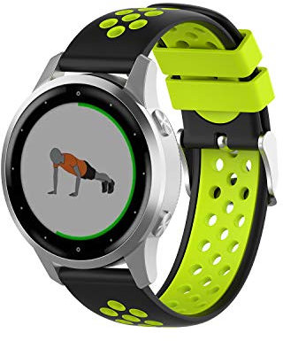 Wownadu 18mm Quick Release Cinturino Compatibile per Garmin Vivoactive 4S, Vivomove 3S, Venu 3S/2S, Forerunner 255S/265S Bracciale Ricambio Sport per Huawei GT 4/5 41MM Nero Verde
