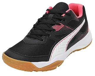 PUMA Unisex Solarflash Ii Indoor Court Shoe, Black Fire Orchid White Gum, 38 EU