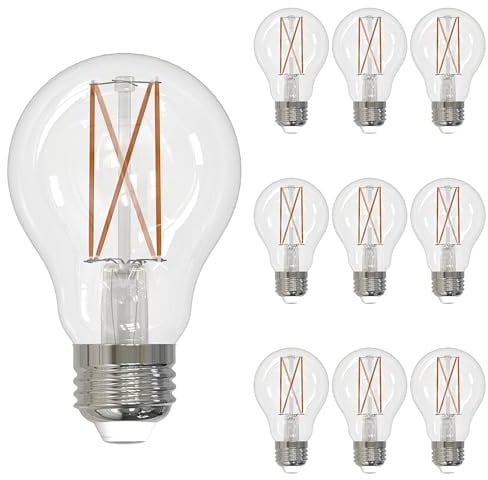 Bulbrite (Pack of 10 Item 776768, 8.5W LED A19 Light Bulb, 3000K Filament Fully Compatible Dimming JA8, Filaments Supports Title 24 Part 6 JA8, E26 - Medium Base