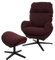 Mendler Relaxsessel + Hocker HWC-L12, Fernsehsessel Sessel Schaukelstuhl Wippfunktion, drehbar, Metall Stoff/Textil - Bordeaux