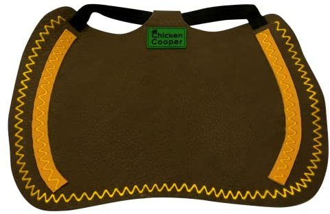 Chicken Cooper Hühnersattel, Hühnerweste, Federschutz, Geflügel Rückenschutz, Echtleder Handgemacht (1, Braunfarben Wellennaht Gelb, XL)