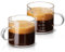 Mfacoy Paquete de 2 tazas medidoras, tazas de espresso de 75 ml con asa, vasos de chupito de espresso con boca en forma de V, accesorios transparentes, jarra de espuma de leche