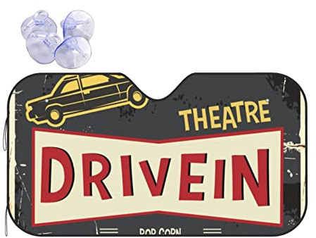 Windsonnenschutz Drive in Theatre Sonnenschutz für Autowind | Faltbarer Auto-Frontscheiben-Sonnenschutz für die meisten Limousinen-SUV-LKW – blockiert maximale UV-Strahlen und hält Ihr Fahrzeug kühl