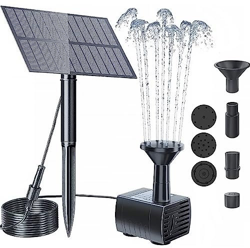 Fuente Solar 1.5W Bomba Solar, Estanque Fuentes Solares para Jardin con 4 Boquillas, Fuente Solar para Estanque Bateria, DIY Fuente Jardin Exterior Solar Bebedero Pajaros Decorativas