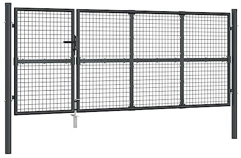 vidaXL Mesh Gartentor, Abschließbare Gartentür Hoftür mit Riegel, Gartenpforte mit Doppelflügel, Zauntor Zauntür, Anthrazit Verzinkter Stahl