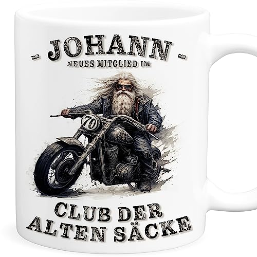 Club der alten Säcke 70 alter Sack Tasse Motorrad personalisiert Geschenk zum 70. Geburtstag Mann lustiges Geburtstagsgeschenk Kaffeetasse Biker (70)
