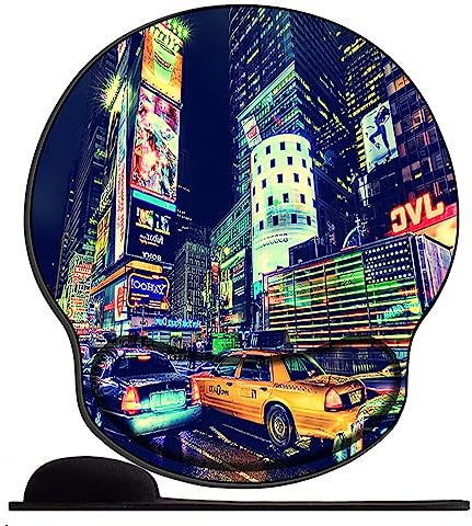 Mouse Pad with Wrist Rest Support, Gel Cute Ergonomic Mouse Mat Mousepad, Mouse Wrist Rest Pad for Laptop Computer Home Office Working Gaming Comfy-bustling new york city night scene