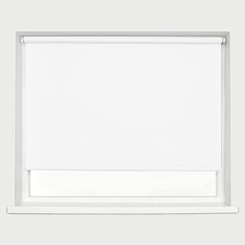 White Blackout Roller Blinds Thermal Blackout Material Metal Brackets & FIttings 25mm Roller Tube Easy Fit Child Safe Bedroom Office120cm Width x 160cm Length