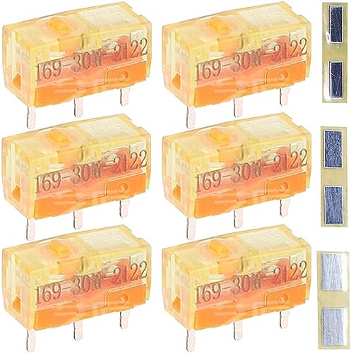 Youmile 6 piezas Mouse Micro Switch TTC a prueba de polvo Gold mouse switch 30 Million click Button Gold Contactor con pegatina de metal para Razer mouse para Apple para mouse para Logitech Mouse