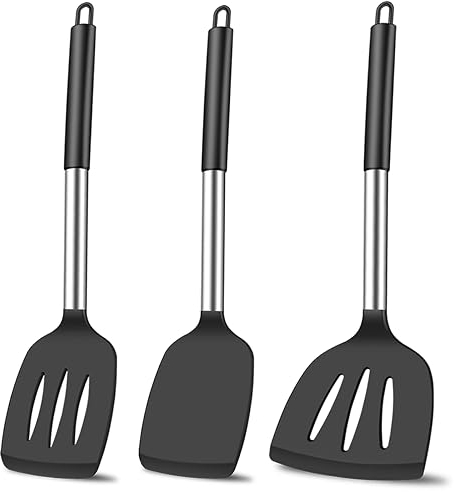 KLAQQED 3 Pfannenwender Silikon Spatel Kochgeschirr Pfannenwender Kunststoff Küchenutensilien Silicone Spatula Set Spatulas Silicone Heat Resistant Spatulas for Nonstick Cookware Rubber Wok Spatula