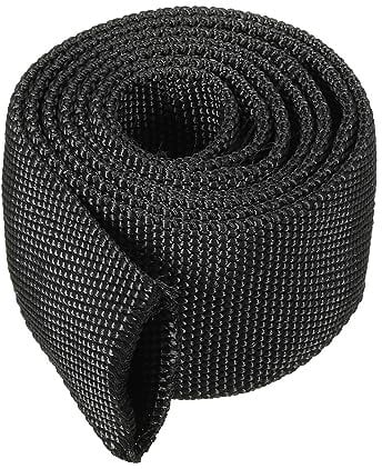 PATIKIL 1.1 Dia 3.3FT Nylon Protective Hose Sleeve, Cable Cover Sheath Protection for Welding Tig Torch Hydraulic Hose, Black