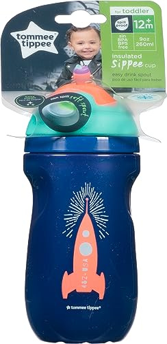 Tommee Tippee, Isolierter Trinkbecher, 237 ml, 12 Monate, auslaufsicher, hält Getränke kühl, 1 Stück
