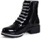 topschuhe24 2859 Damen Lack Stiefeletten Glitzer Worker Biker Boots, Farbe:Schwarz, Größe:36 EU
