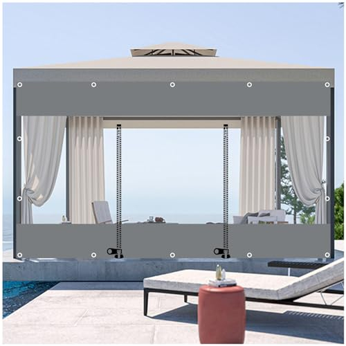 Durchsichtige Planen Vorhänge Für Außen, Transparente Pavillon Seitenwände Mit Pvc-abdeckplane Und Reissverschluss, Pergola Veranda Carport Wasserdichte Planen Seitenwände,WxH-2.2x2.8m/7.2*9.2ft