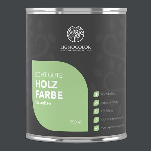 Lignocolor Holzfarbe Außen matt | wetterfeste Farbe für den Außenbereich (Anthrazit Grau matt, 2,5L) | hochdeckend & hochbeständig