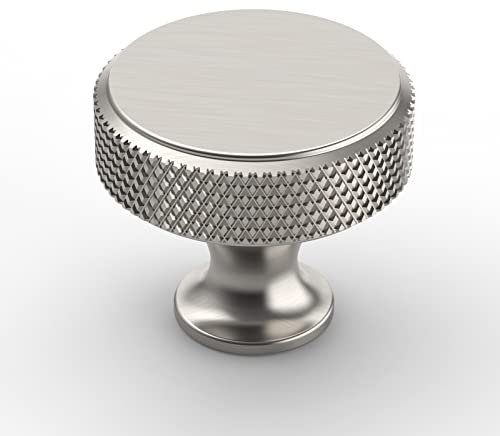 Amerdeco 10 Pack Brushed Satin Nickel Knurled Cabinet Knobs Kitchen Cabinet Handles for Drawer Dresser, Cupboard and Wardrobe